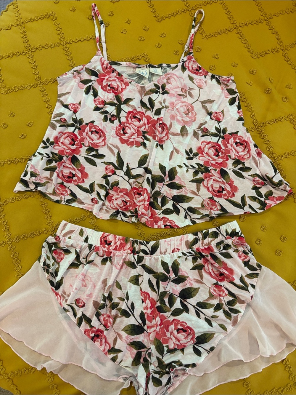 Floral Pink Rose Two-Piece Sleep Set